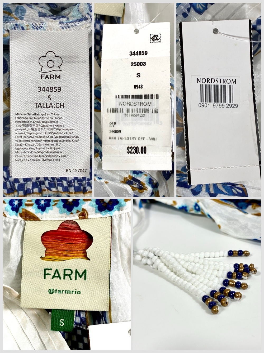 *SOLD* Farm Rio Ana Tapestry Cotton Blend Ruffle Top Blouse Small NWT Blue - Picture 14 of 15
